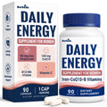 Daily Energy Supplement with Iron, B12, B6, CoQ10 for Women 90 Capsules