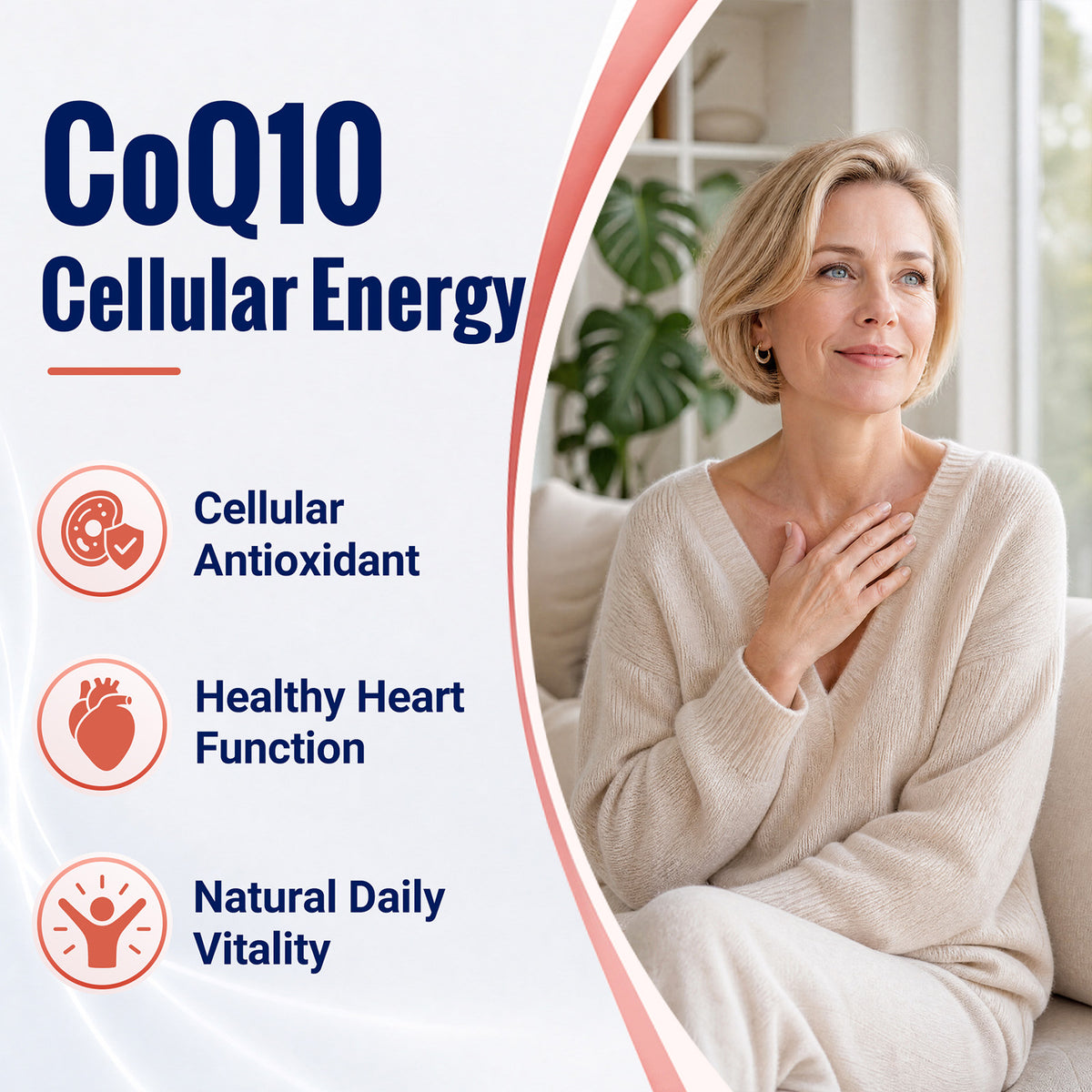 Daily Energy Supplement with Iron, B12, B6, CoQ10 for Women 90 Capsules